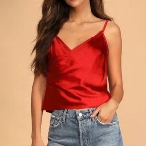 NWT- Lulu’s Red Silky Cami- Size Medium